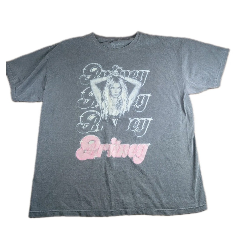 Britney Spears Graphic Band T-Shirt Gray Vintage Wash Women's XL Y2K Pop Star...